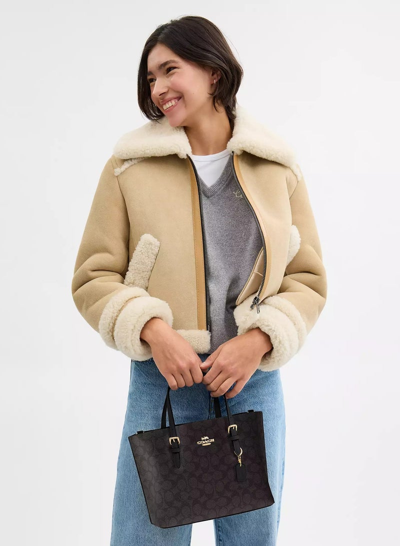 كوتش اوت ليت حقيبة يد Coach Mollie 25، حقيبة كتف نسائية، حقيبة يد نسائية، حقيبة توت نسائية، حقيبة كروس نسائية، حقيبة سفر نسائية، 25 سم - لون الجوز - أسود - Image 3